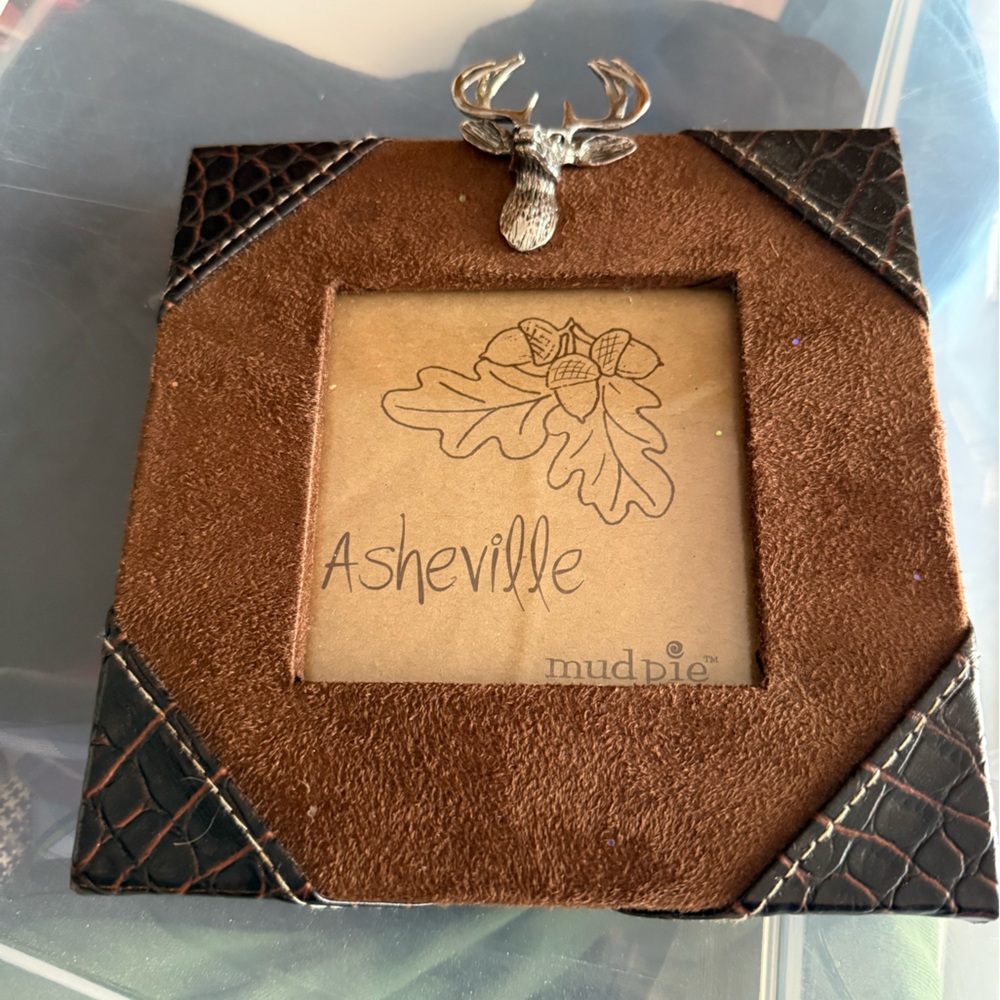 Mud Pie Brown and Black Photo Frame with Silver Detail